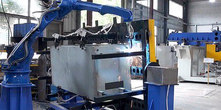 Robot works between the positioners